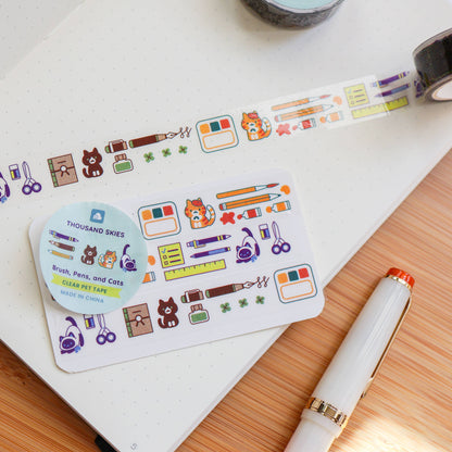 Brush, Pens, and Cats PET Transparent Tape by Thousand Skies