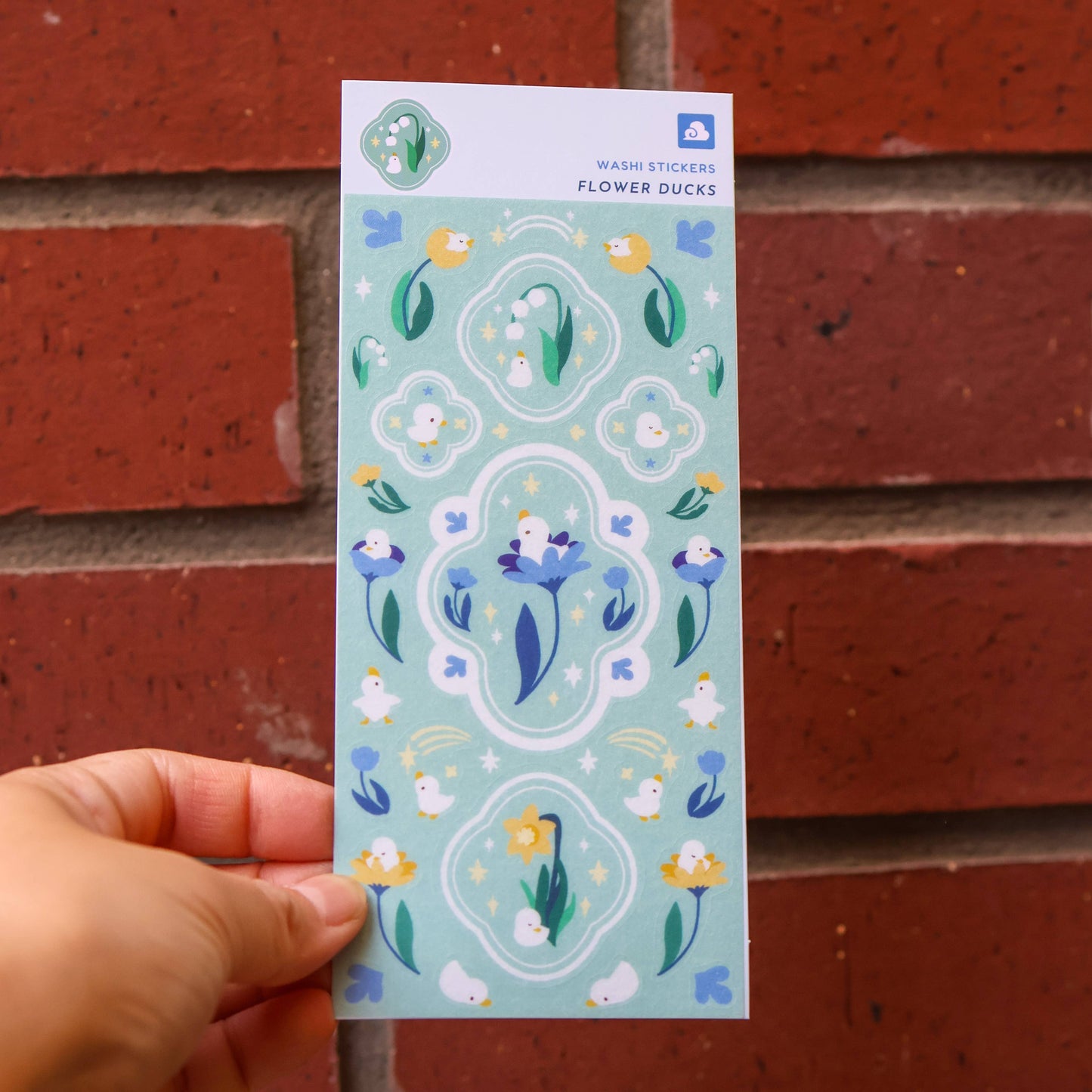 Flower Duck Washi Sticker Sheet