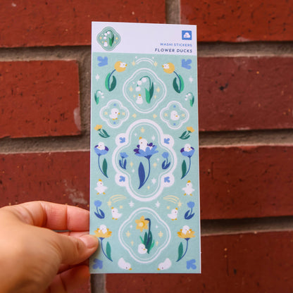 Flower Duck Washi Sticker Sheet