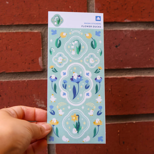 Flower Duck Washi Sticker Sheet