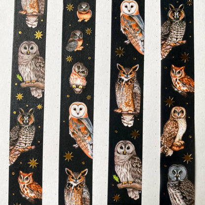North American Owl Gold Foil Washi Tape