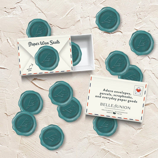 Teal Pigeon Paper Wax Seal Stickers, set of 12
