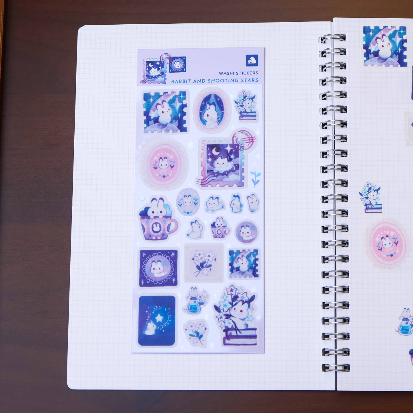 Bunny and Shooting Stars Washi Sticker Sheet