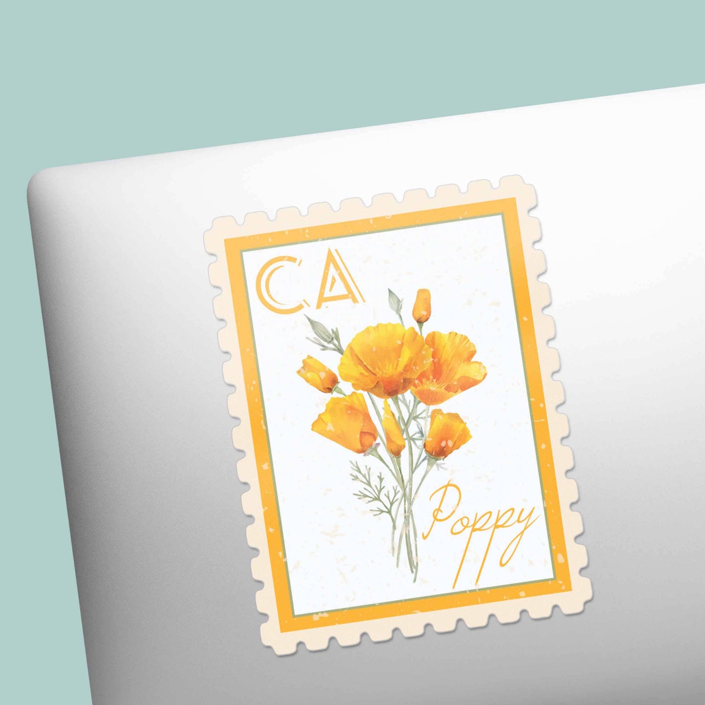 California Poppy Stamp-Style Sticker