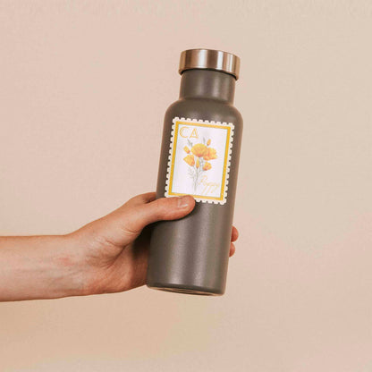 California Poppy Stamp-Style Sticker