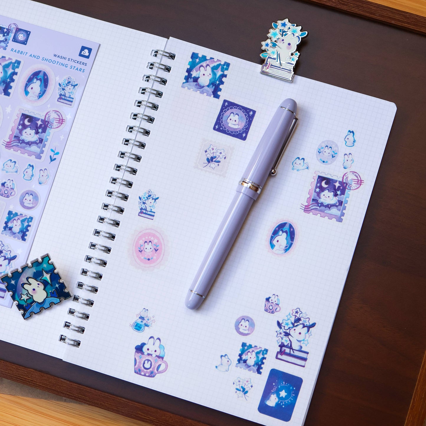 Bunny and Shooting Stars Washi Sticker Sheet