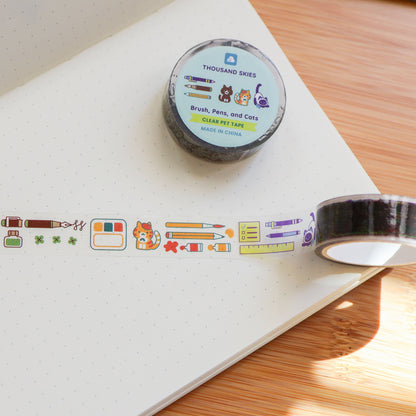 Brush, Pens, and Cats PET Transparent Tape by Thousand Skies