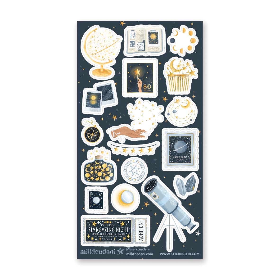 Stargazing Night Sticker Sheet – Stationery Universe