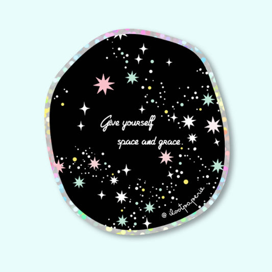 Space and Grace Glitter Sticker
