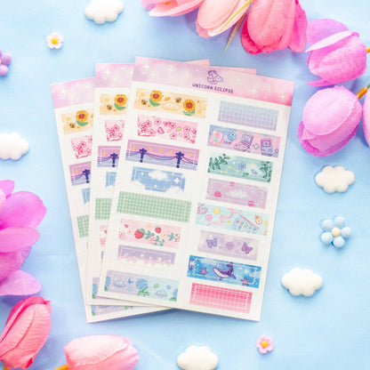 Washi Tape Strips Sticker Sheet