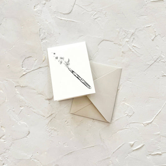 Flourish Floral Fountain Pen Mini Card: single card