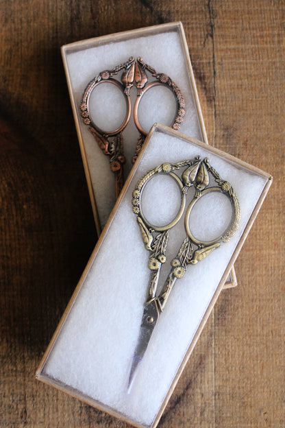 Feathered Friends Scissors: Antique Gold