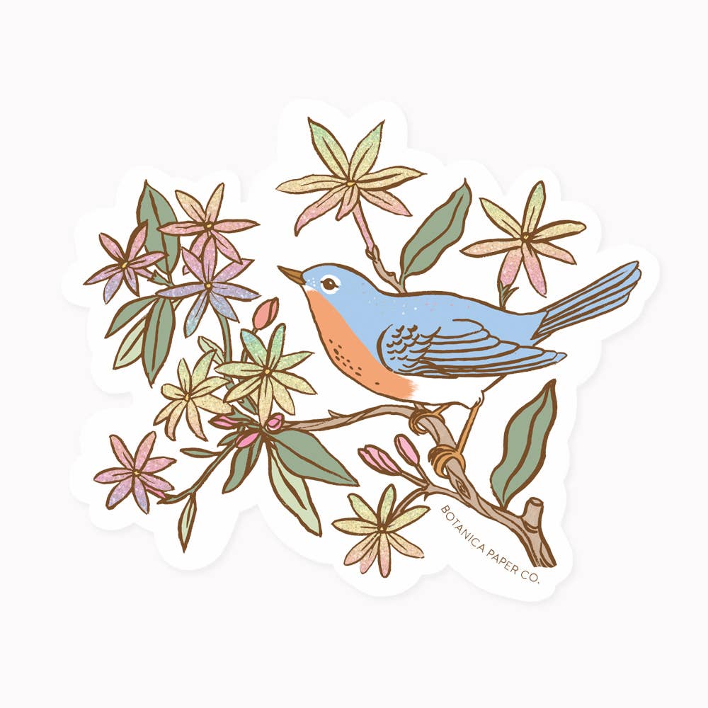 Bluebird in Bloom Vinyl Decal Sticker
