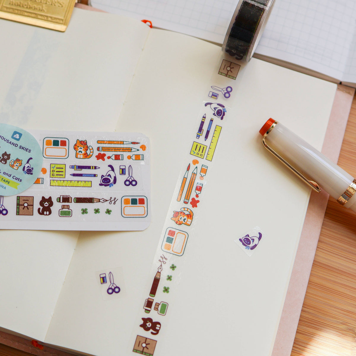 Brush, Pens, and Cats PET Transparent Tape by Thousand Skies