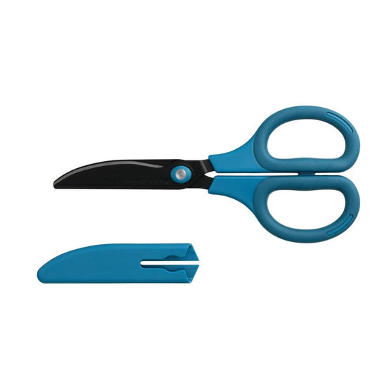 Curved Blade Fluorine-Coated Scissors with Blue Handle by Nakabayashi
