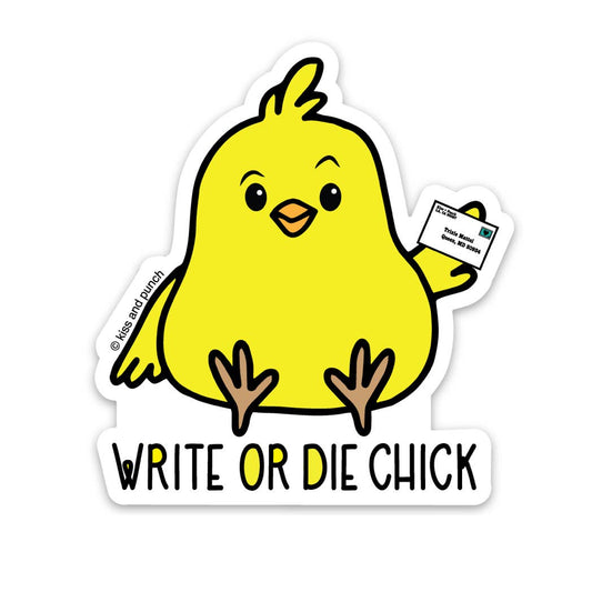 Write or Die Chick Vinyl Sticker