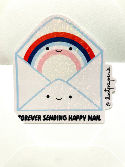 Forever Sending Happy Mail Envelope Glitter Sticker