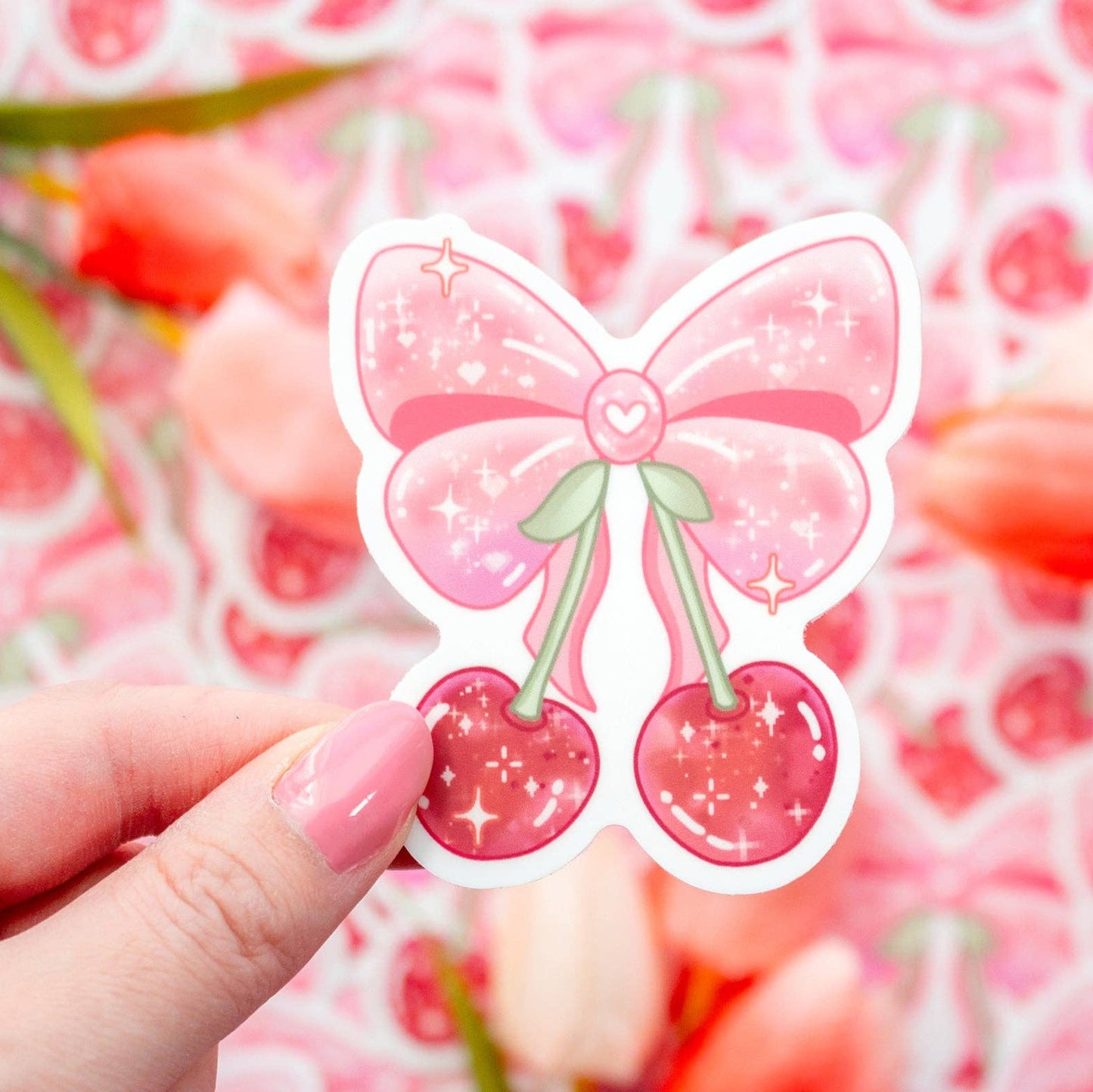 Cherries in a Bow Sticker