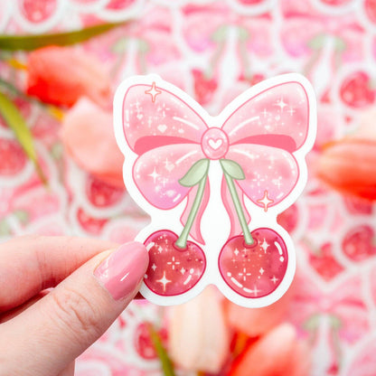 Cherries in a Bow Sticker
