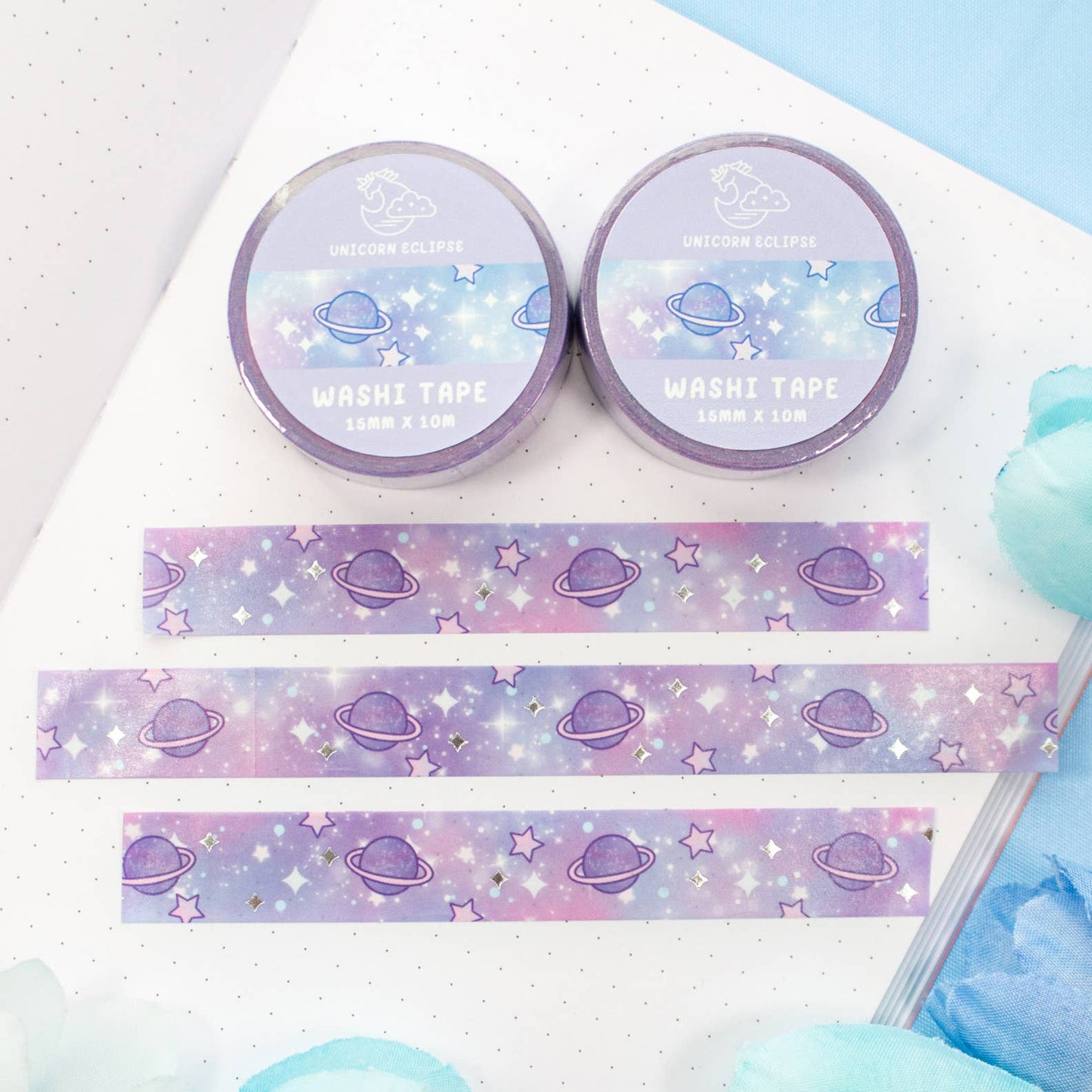 Blue Galaxy Silver Foil Washi Tape