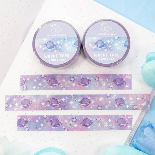 Blue Galaxy Silver Foil Washi Tape