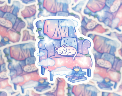 Reading Chair Clear Vinyl Sticker Decal by Unicorn Eclipse