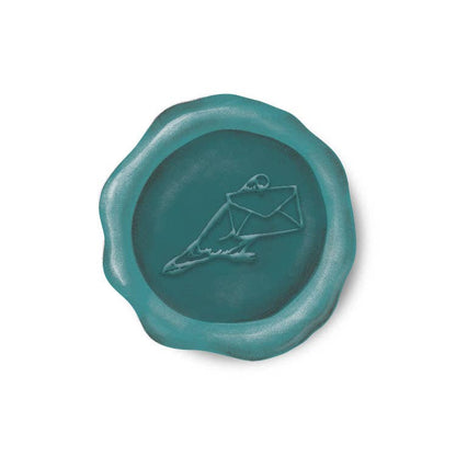 Teal Pigeon Paper Wax Seal Stickers, set of 12