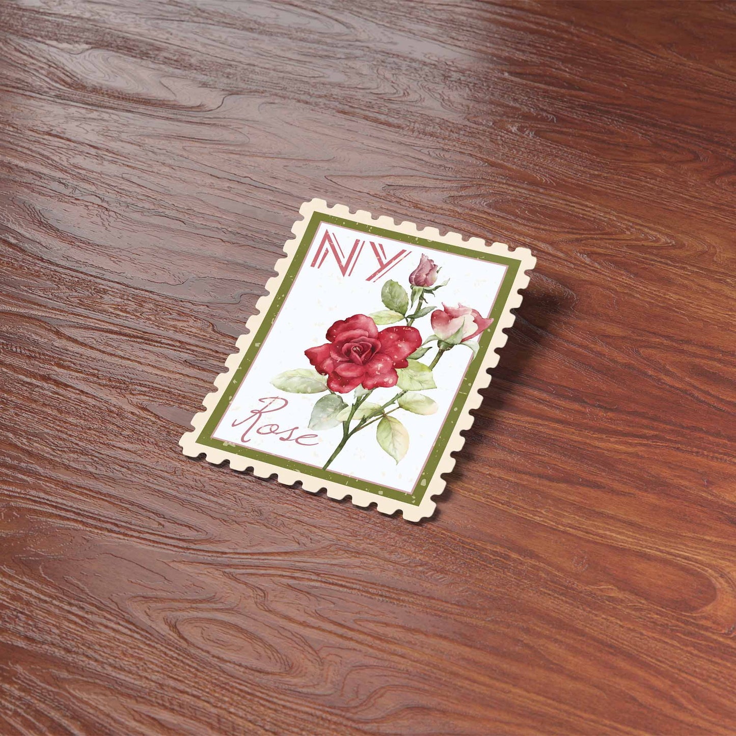 New York Rose Stamp-Style Sticker