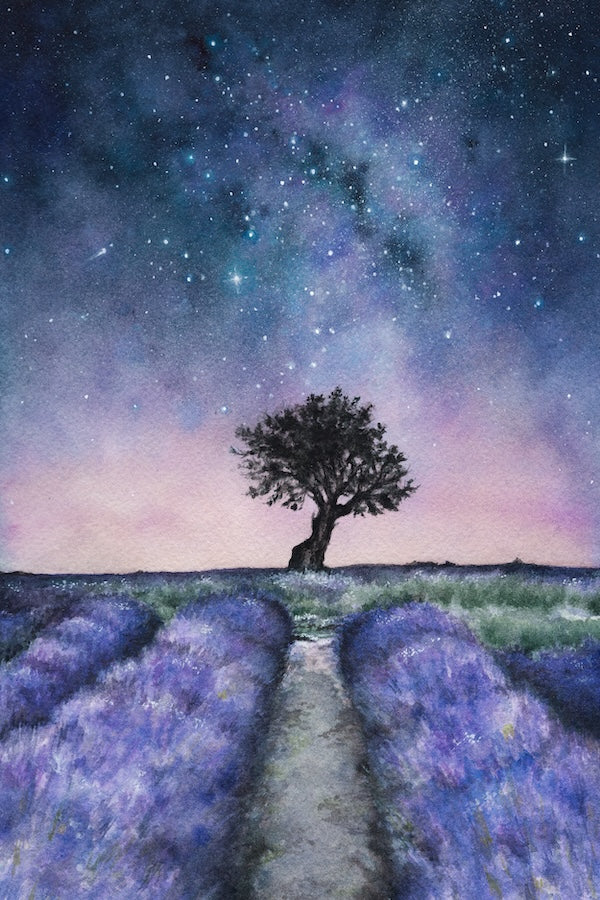 Lavender Nocturne Fountain Pen-Friendly Notecard