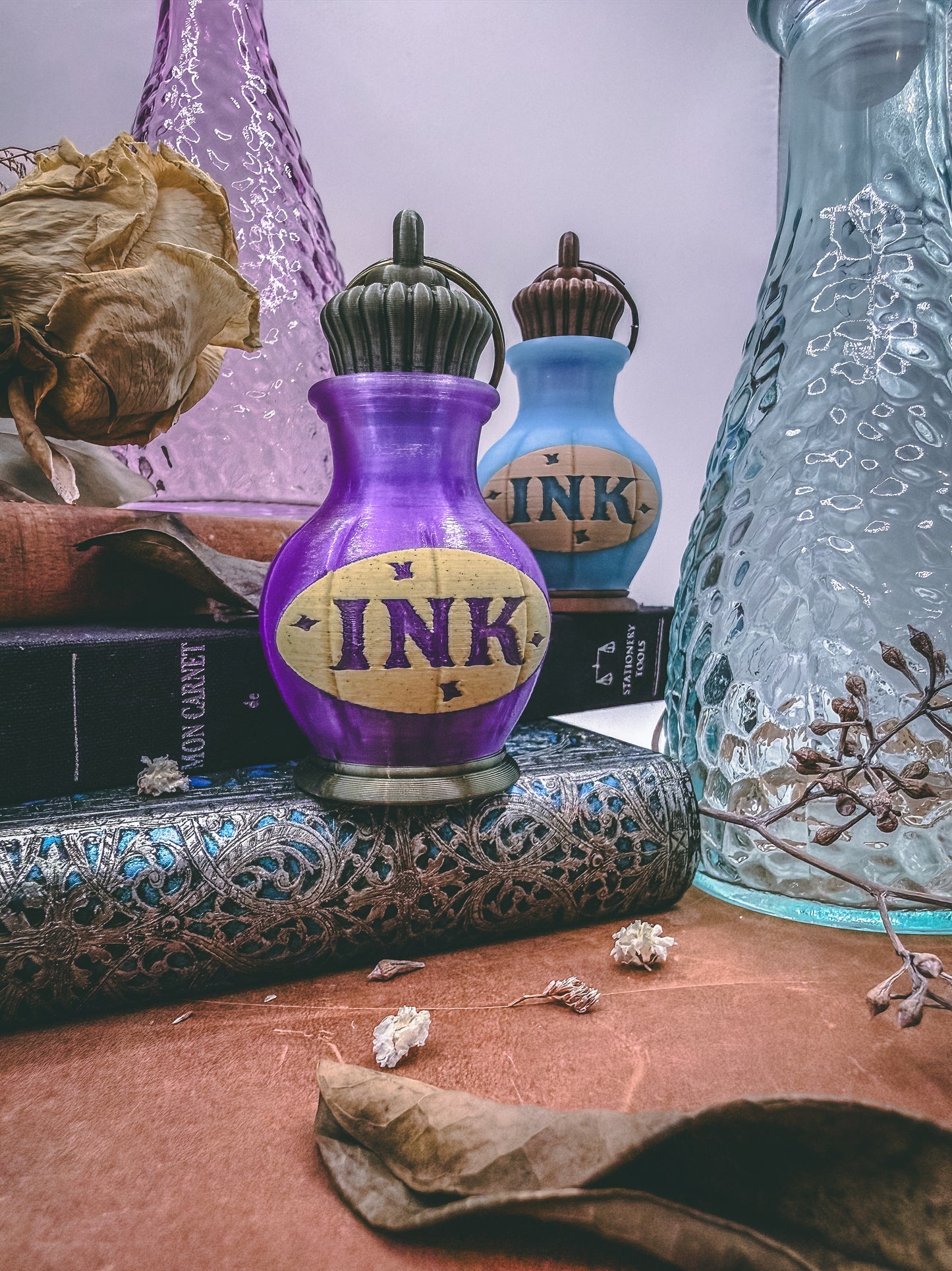 Illuminated Ink Bottle: Light Up Clicker Keychain by Kaleidocraft - Stationery Universe Exclusive
