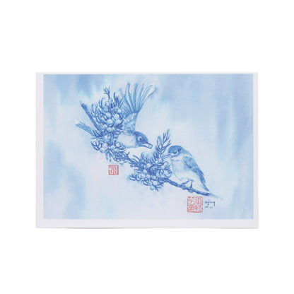 Juniper Song - Bluebirds with Berries Notecard