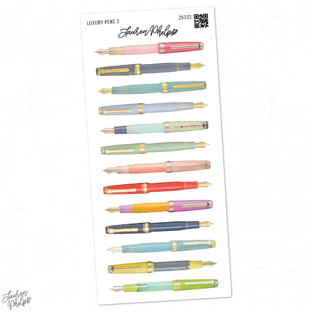Luxury Pens Sticker Sheets by Lauren Phelps Designs