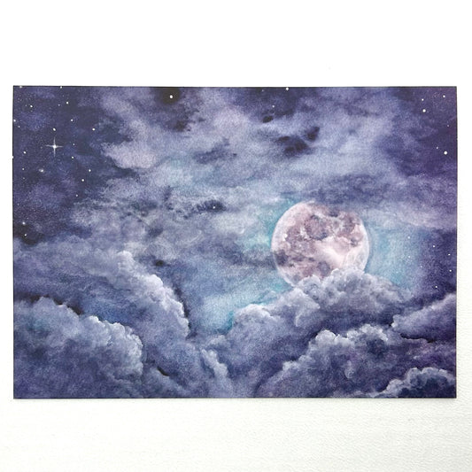 Moon Amidst The Clouds notecard