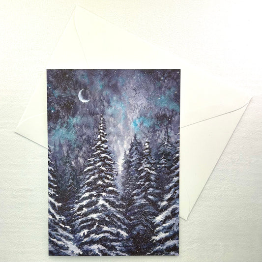Moonrise over Pines Notecard