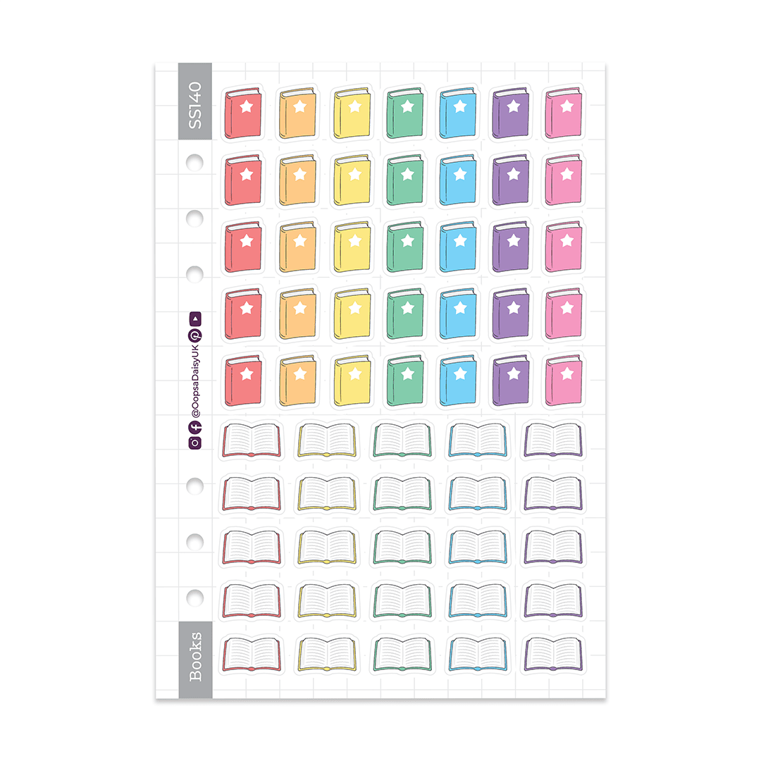 Rainbow Books A5 sticker sheet – Stationery Universe
