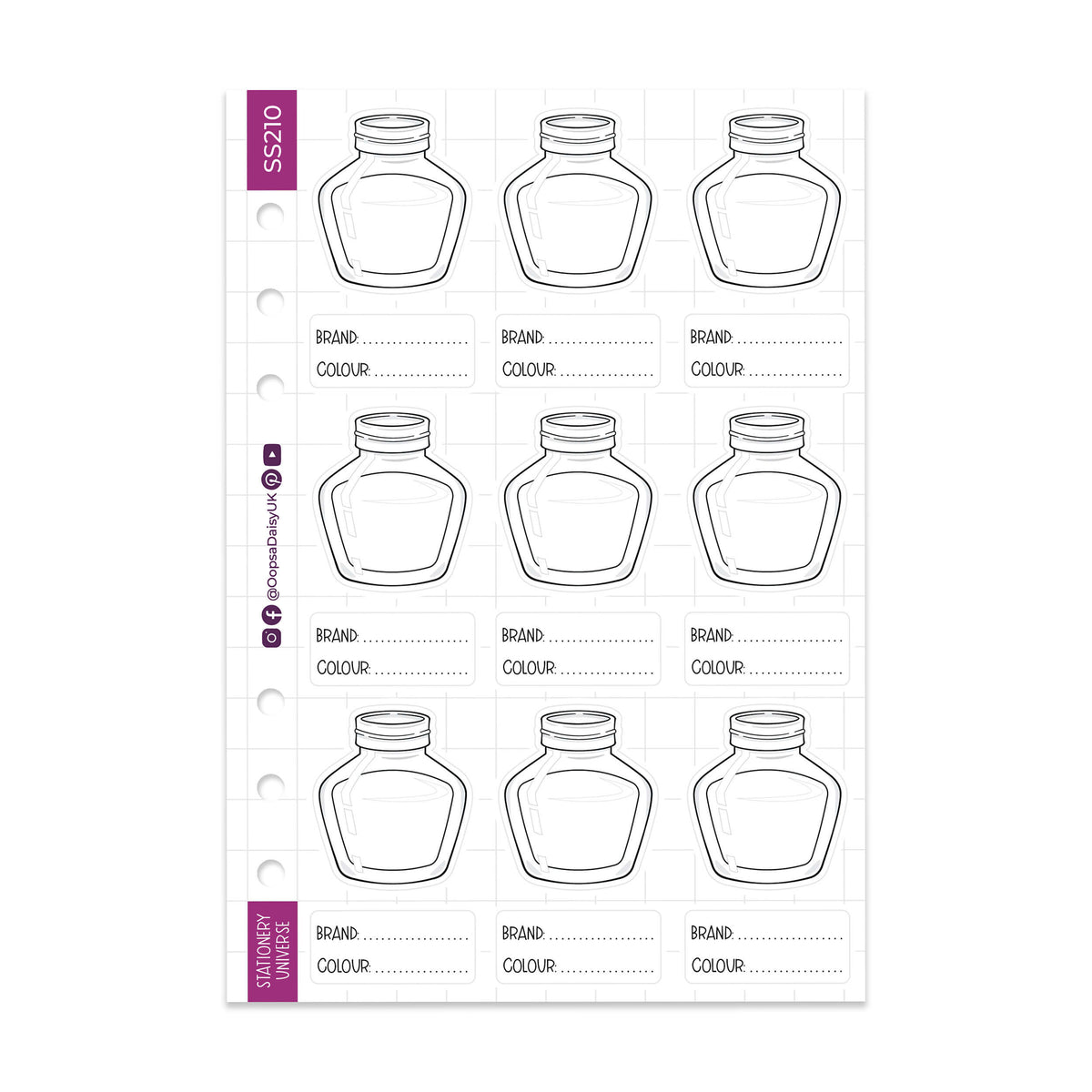Ink Swatch Pots: A5 Sticker Sheet (Individual Stickers) by Oops a Daisy x Stationery Universe