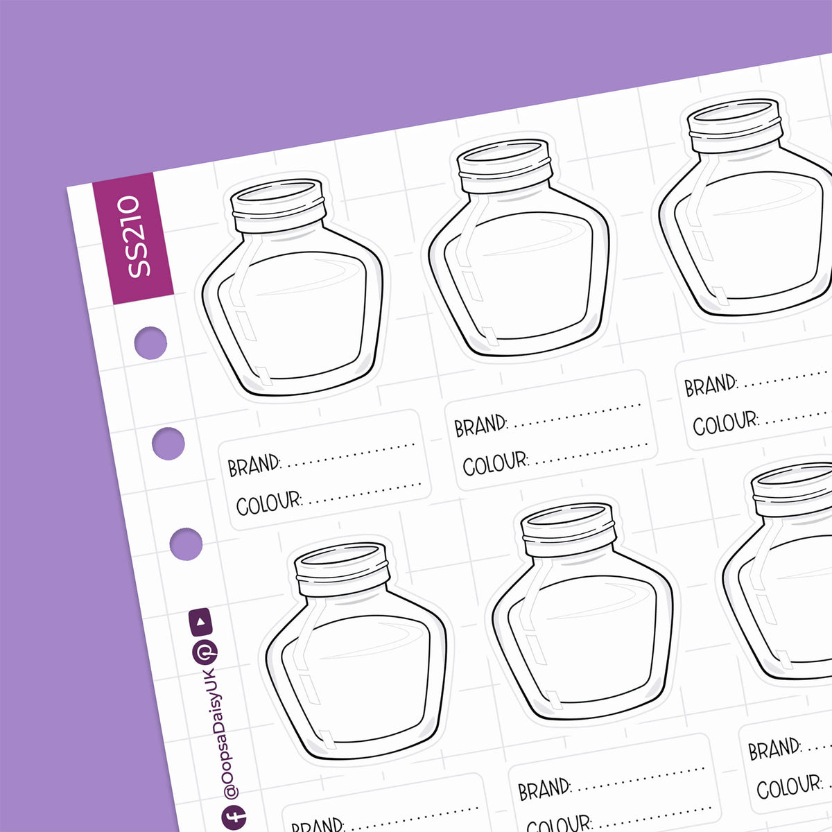 Ink Swatch Pots: A5 Sticker Sheet (Individual Stickers) by Oops a Daisy x Stationery Universe