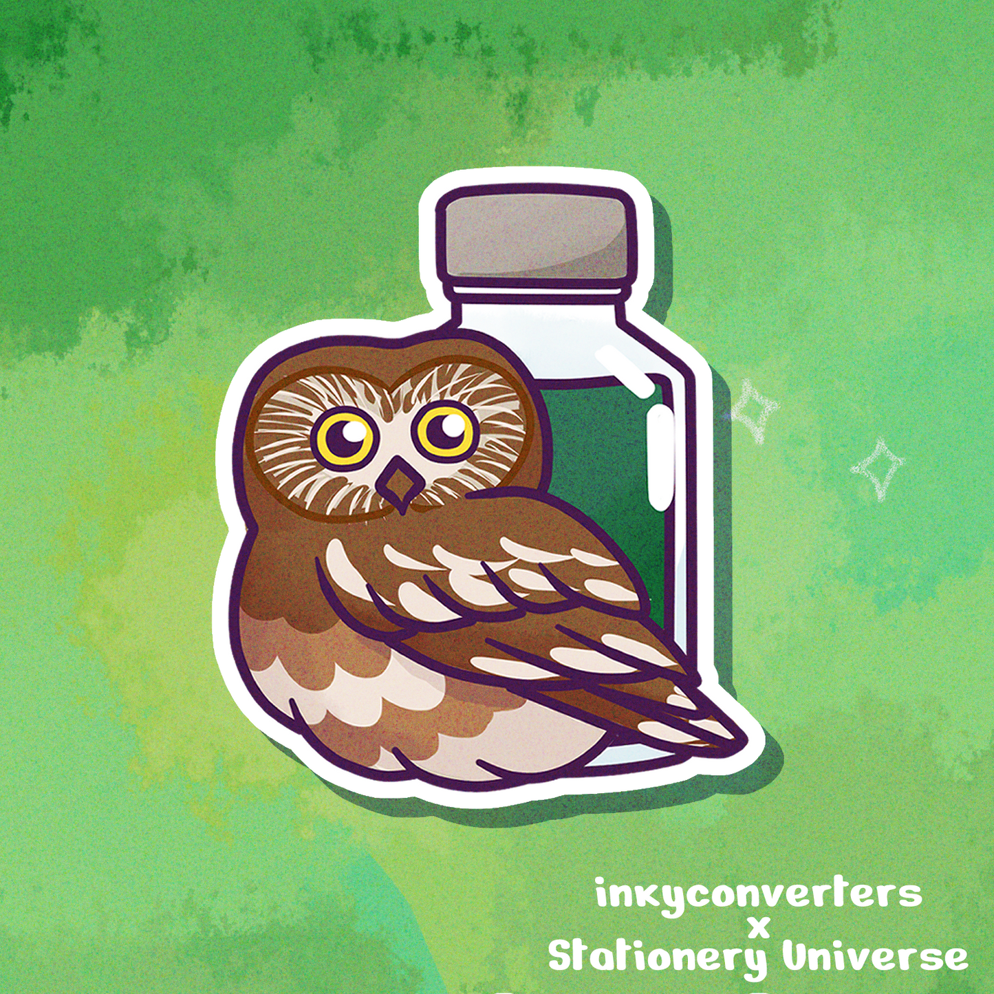 Saw-whet & Inkwell Vinyl Decal