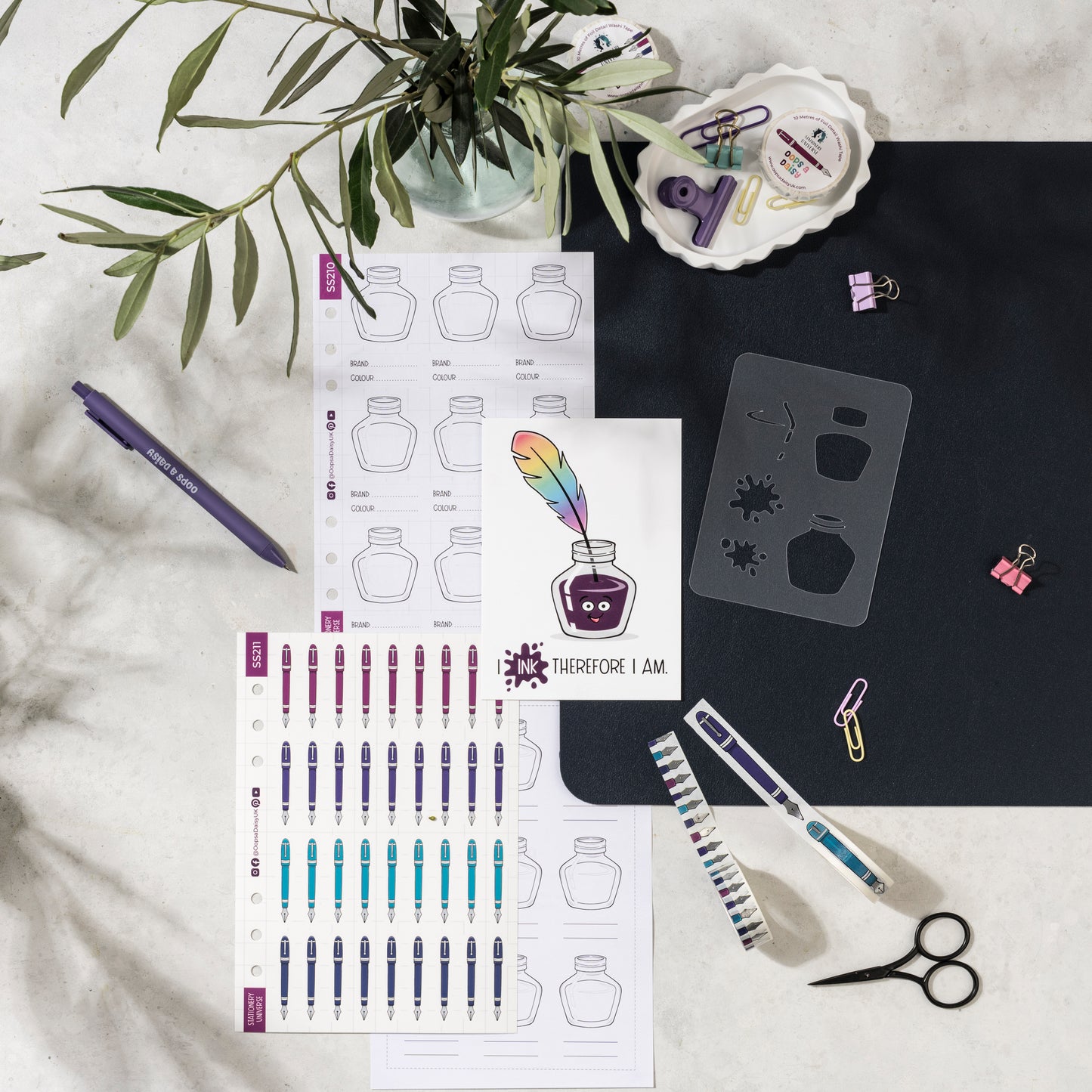 Shine Bright Like a Fountain Pen Foil Washi Tape by Oops a Daisy – Stationery Universe Exclusive