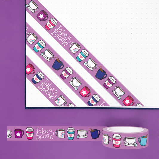 Take a Break Coffee and Tea washi tape, purple