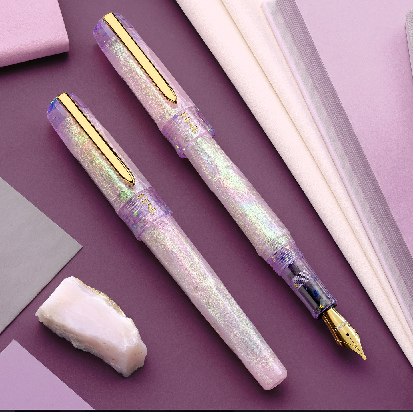 Pink Opal Talisman Fountain Pen - Benu Limited Edition