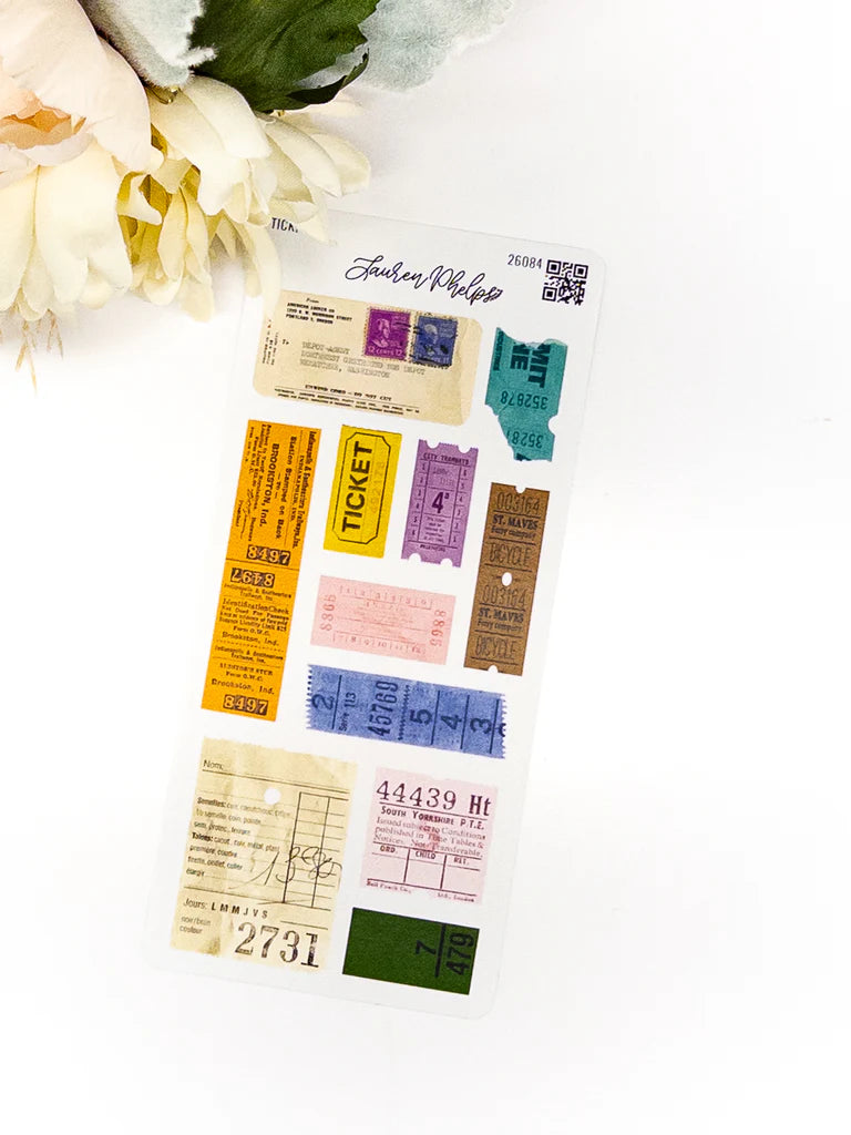 Tickets Sticker Sheet by Lauren Phelps Designs