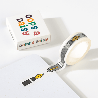 Fountain Pens - black and grey washi tape