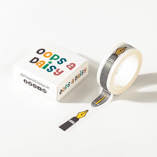 Fountain Pens - black and grey washi tape