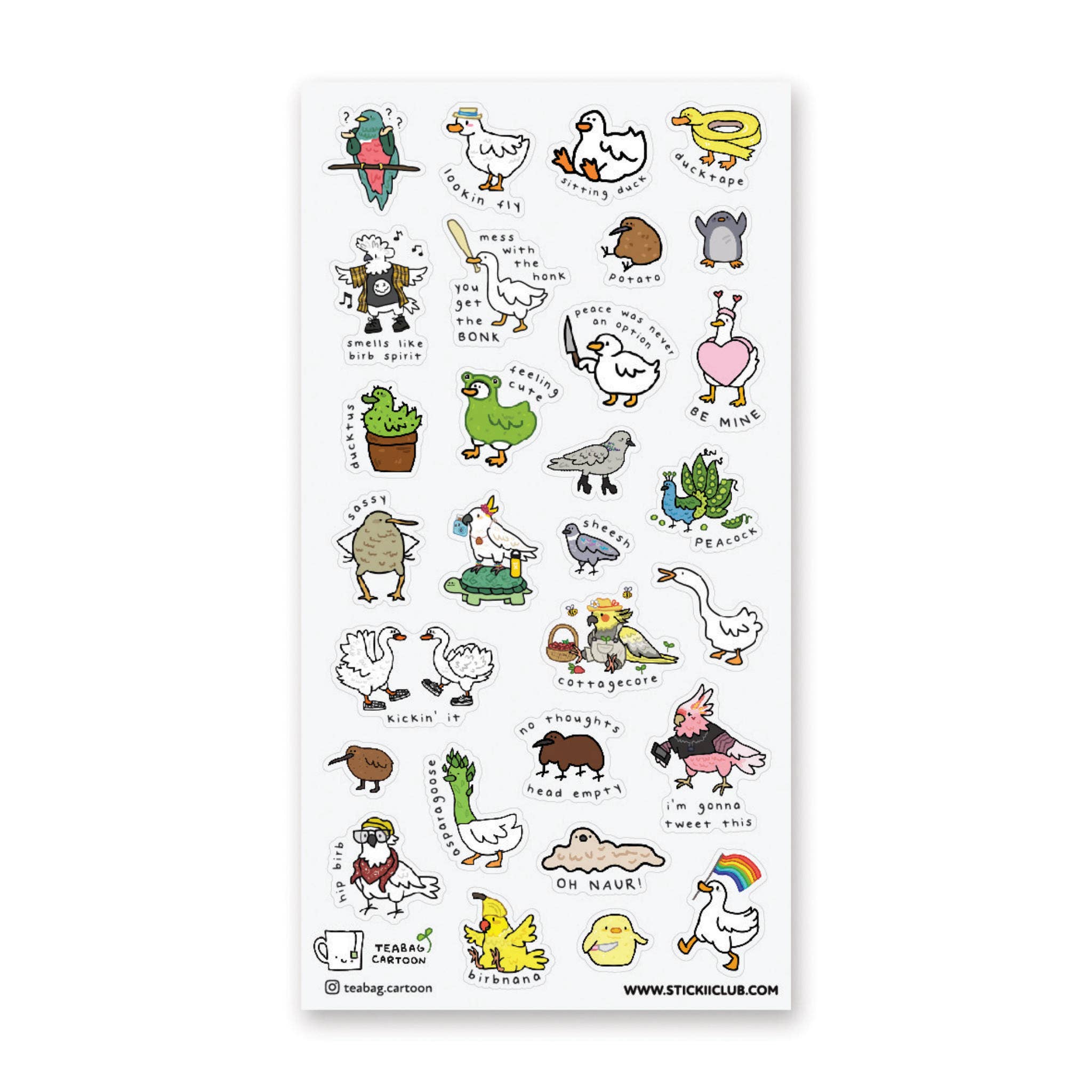 Birb Thoughts Sticker Sheet – Stationery Universe