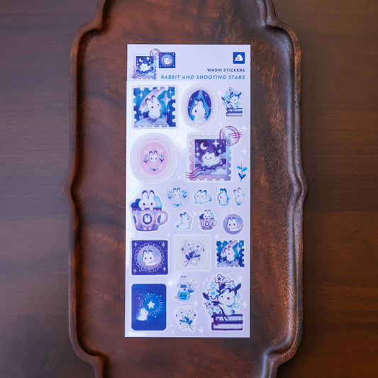 Bunny and Shooting Stars Washi Sticker Sheet