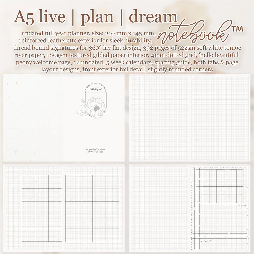 A5 Live | Plan | Dream® Notebook - Tomoe River Paper - Lauren Phelps Design