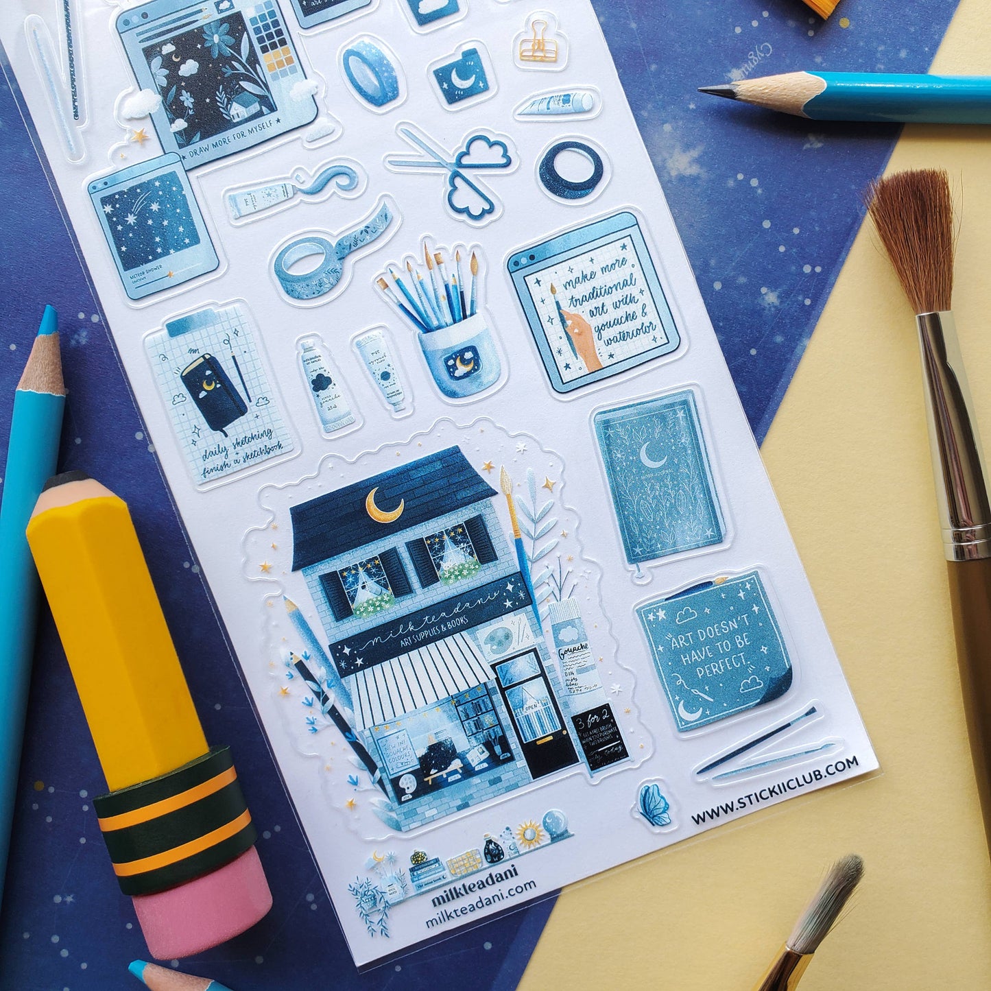 Cosmic Art Supply Sticker Sheet by @milkteadani