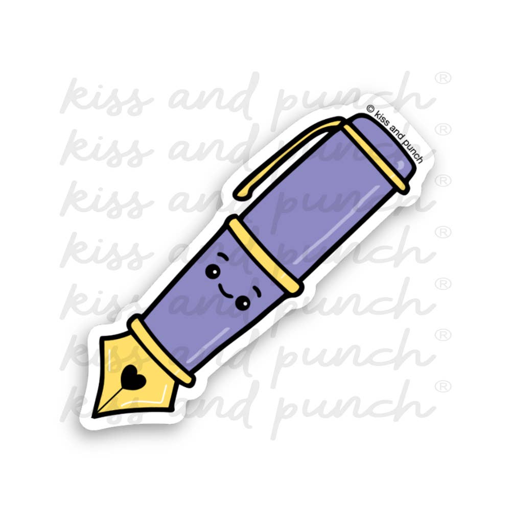 Kawaii Purple Fountain Pen Vinyl Sticker Decal