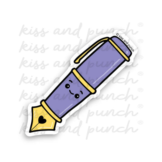 Kawaii Purple Fountain Pen Vinyl Sticker Decal